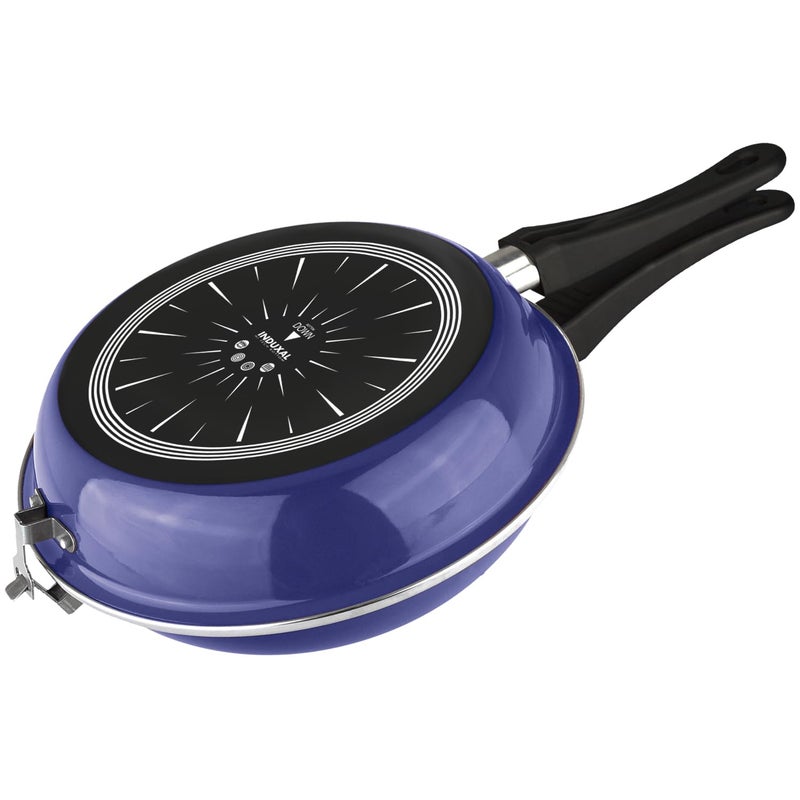 Magefesa Blue Frittata Pan. Double layer non-stick frying pan, vitrified steel, compatible with all types of fire, including induction, Dishwasher safe, Ergonomic handle (9,4â€) (BLUE) - Image 1